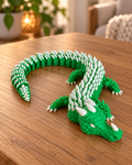 Green and white articulated flexi dragon 3D print