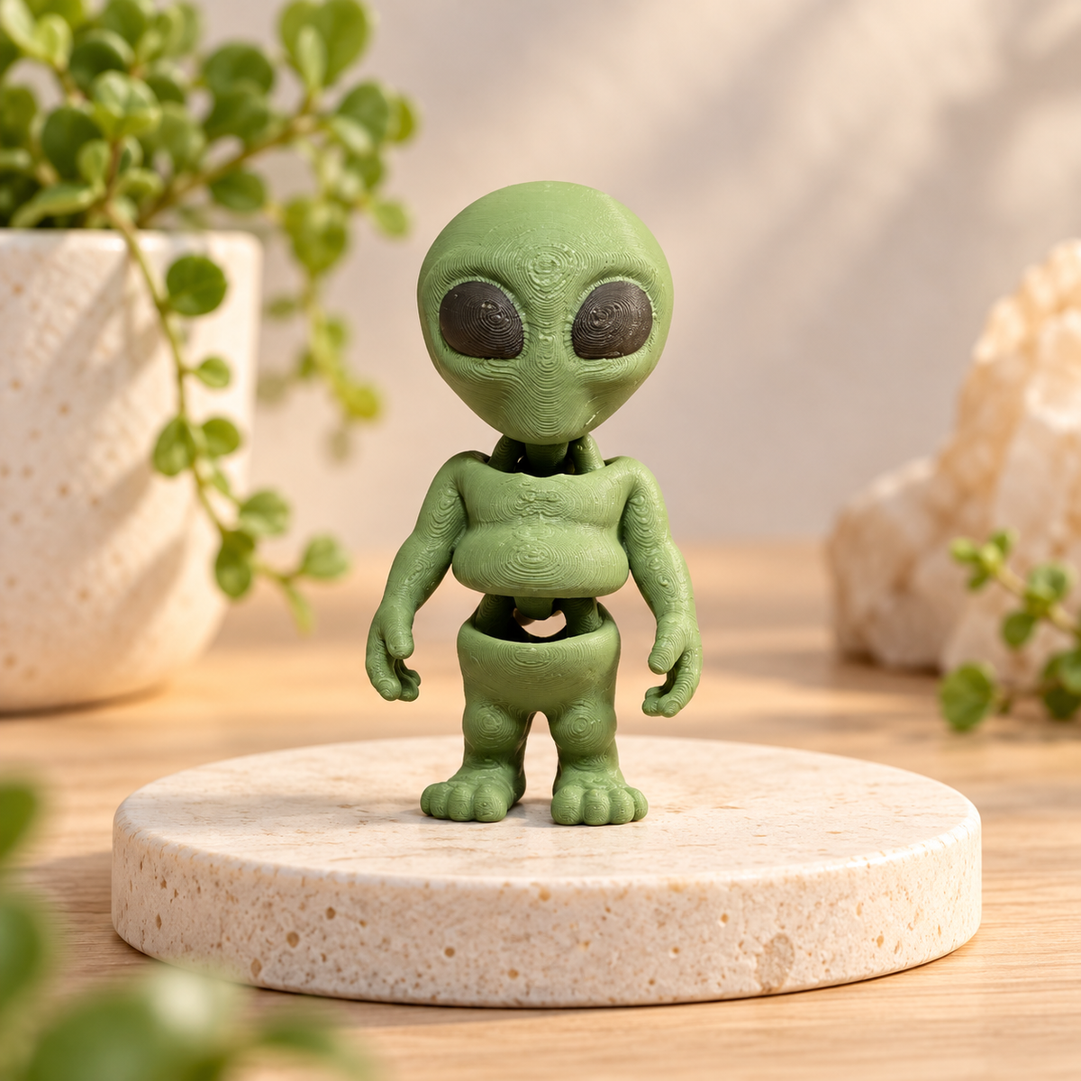 Green 3D printed mini articulated alien fidget