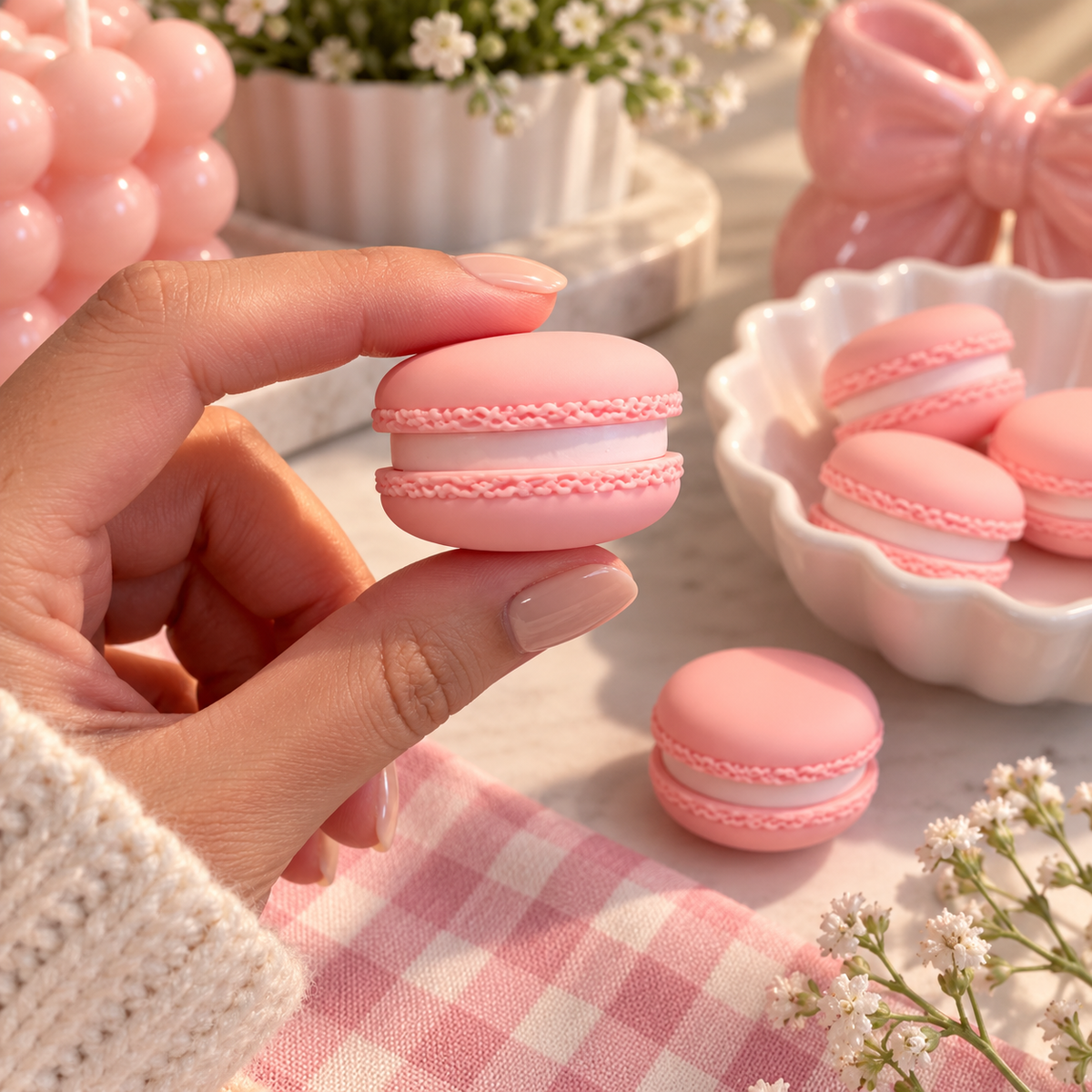 Pink 3D printed macaron clicker